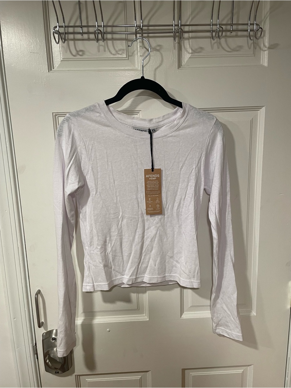 Afends White Long Sleeve Crew Neck Top